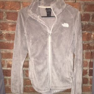North face full zip fuzzy grey jacket!